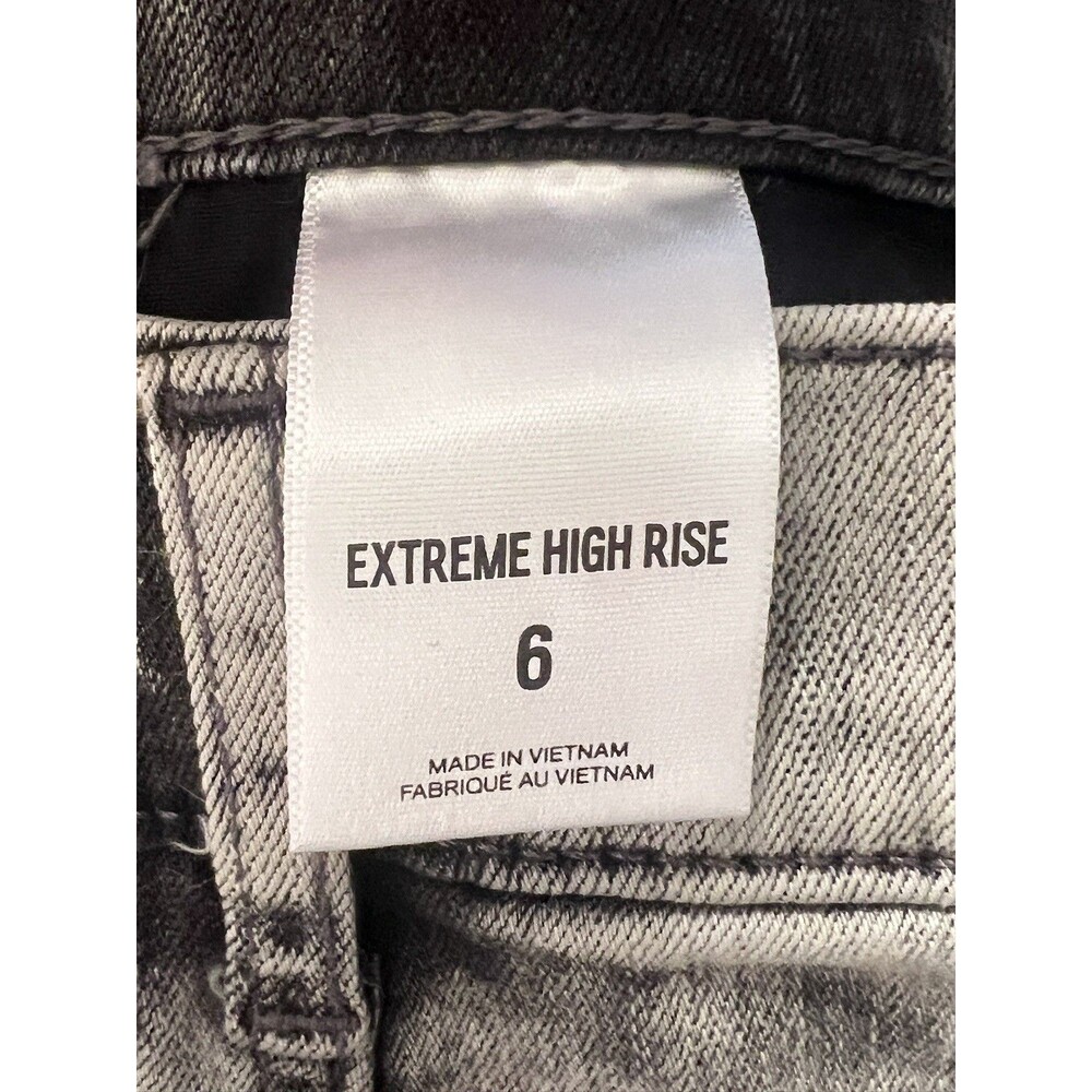Express Mini Skirt Denim Black Wash Distressed High Rise Stretch Y2K Women 6 NEW - Picture 3 of 15